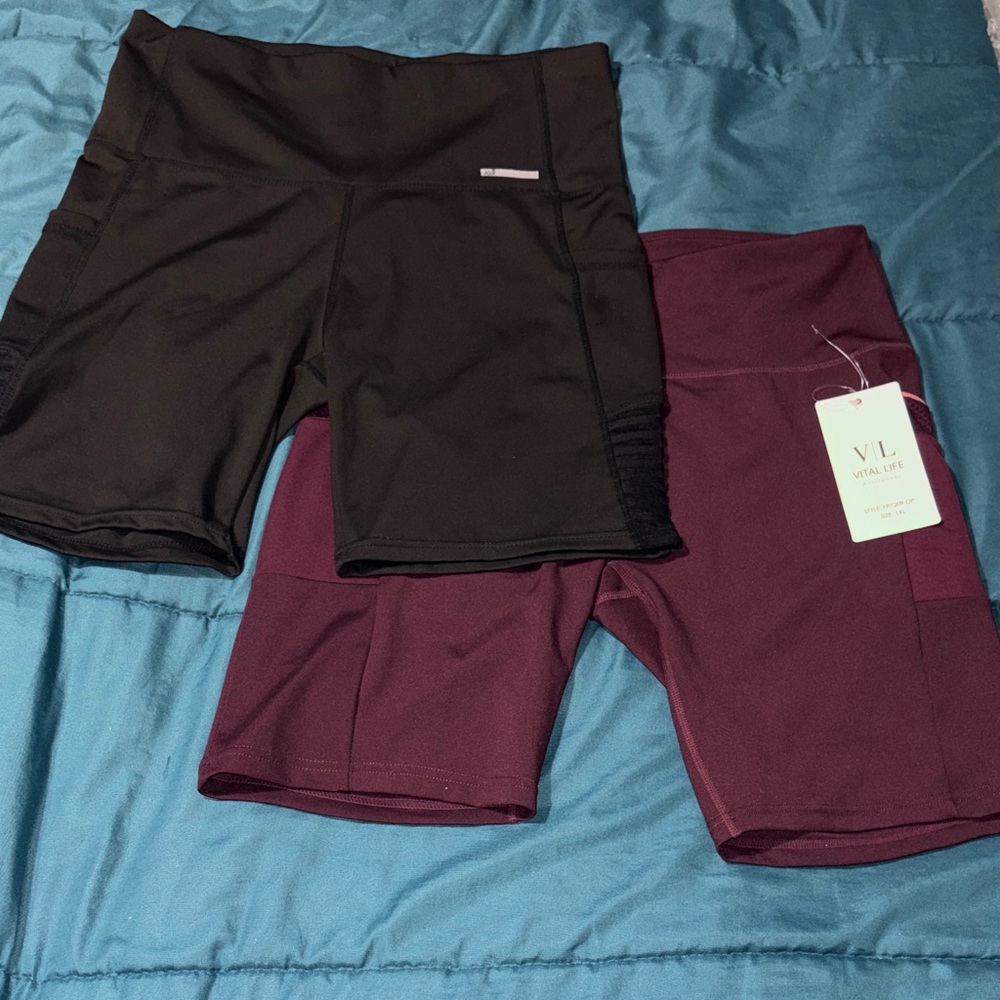Women’s Bike Shorts — Black and Deep Plum